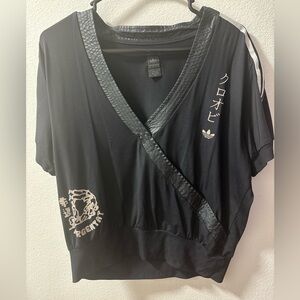 Vintage Adidas Black V-Neck Women's blouse